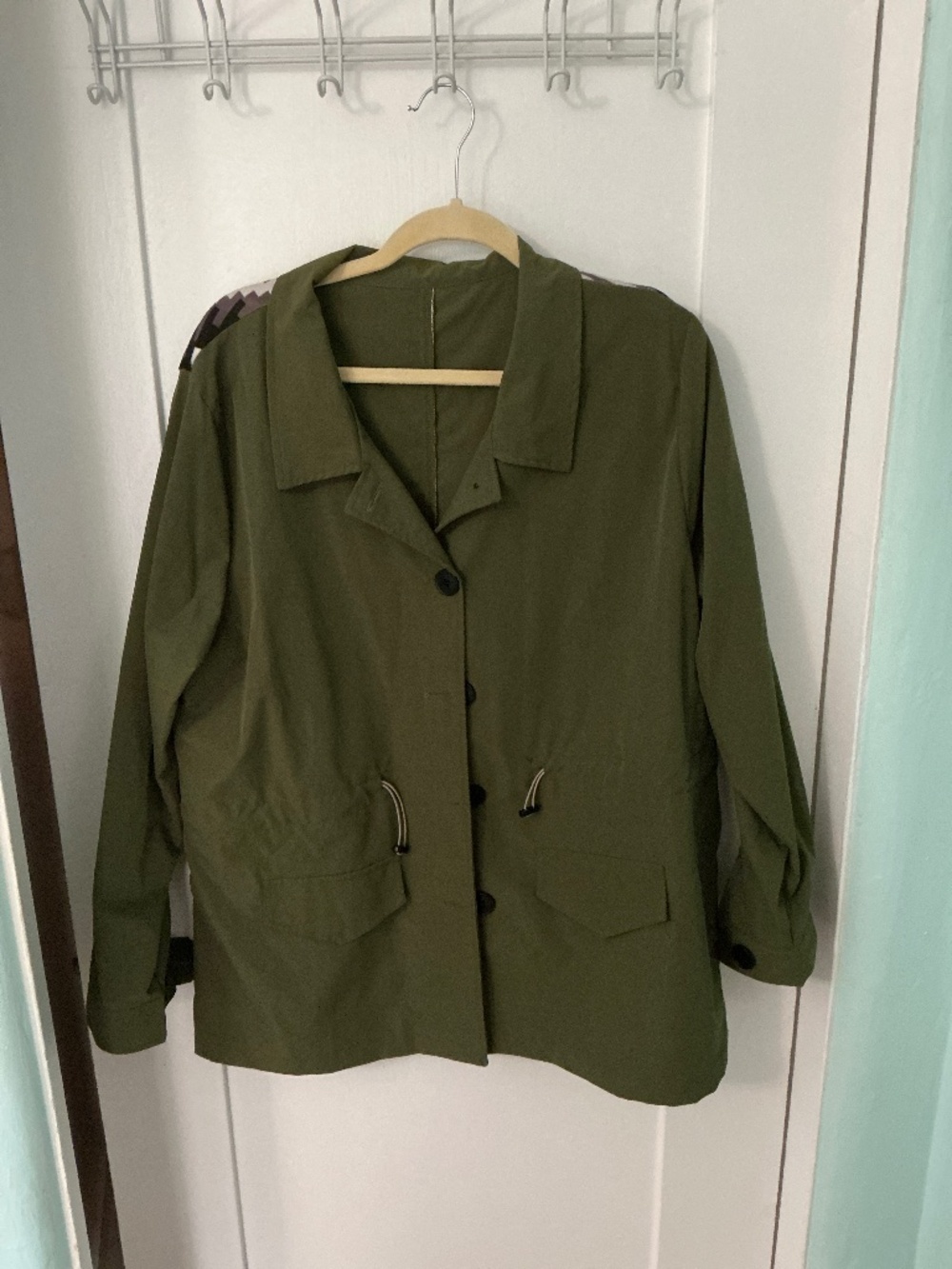 Boho Aztec Lightweight Utility Jacket 2XL | Olive Green Tassel Accent Jacket